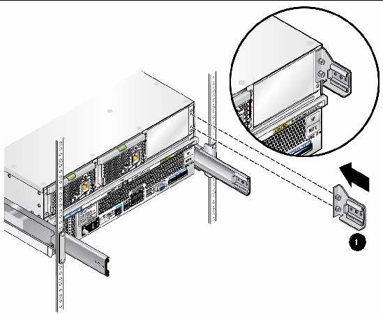 Graphic showing back panel and inserting the CMA-to-chassis bracket.