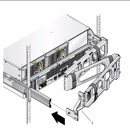 Graphic showing back panel and installing the left side of the CMA bracket.