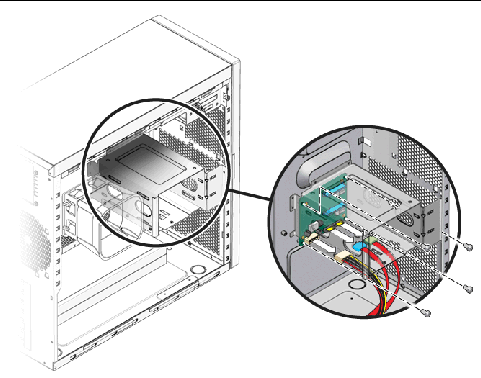 Figure showing removal of storage cables and backplane from the workstation.
