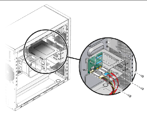 Figure showing installation of storage cables and backplane into the system.
