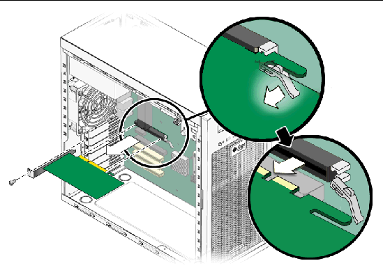 Figure showing removal of a graphics card.