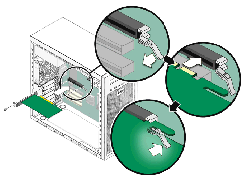 Figure showing installation of a graphics card.