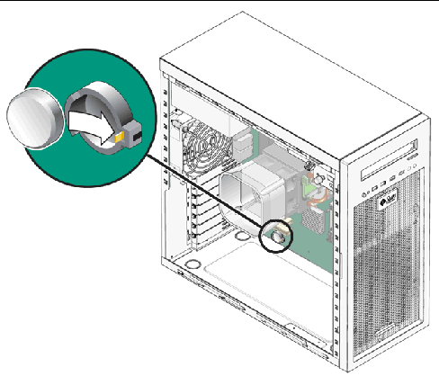 Figure showing installation of a system battery.