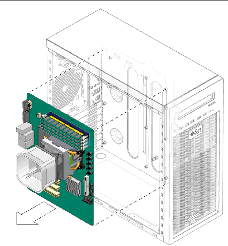 Figure showing removal of motherboard from the chassis.