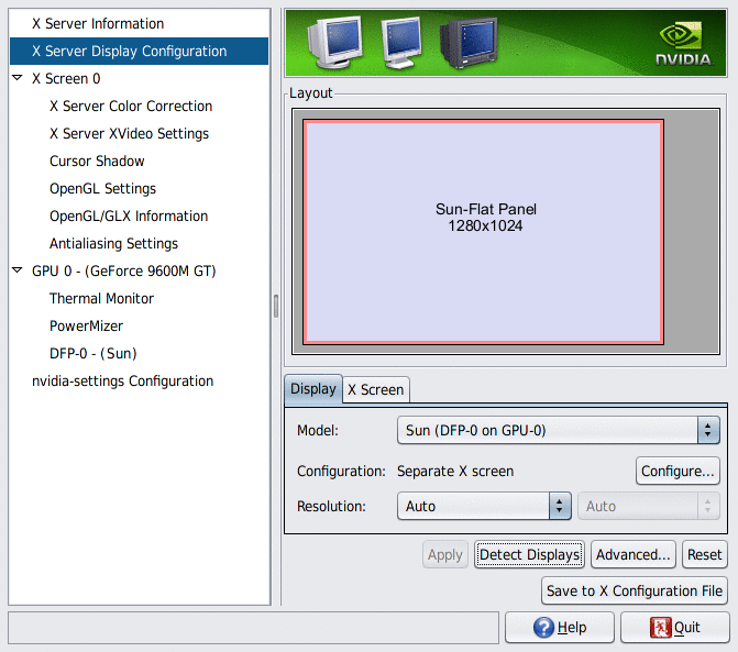Graphic showing NVIDIA Display Configuration information.