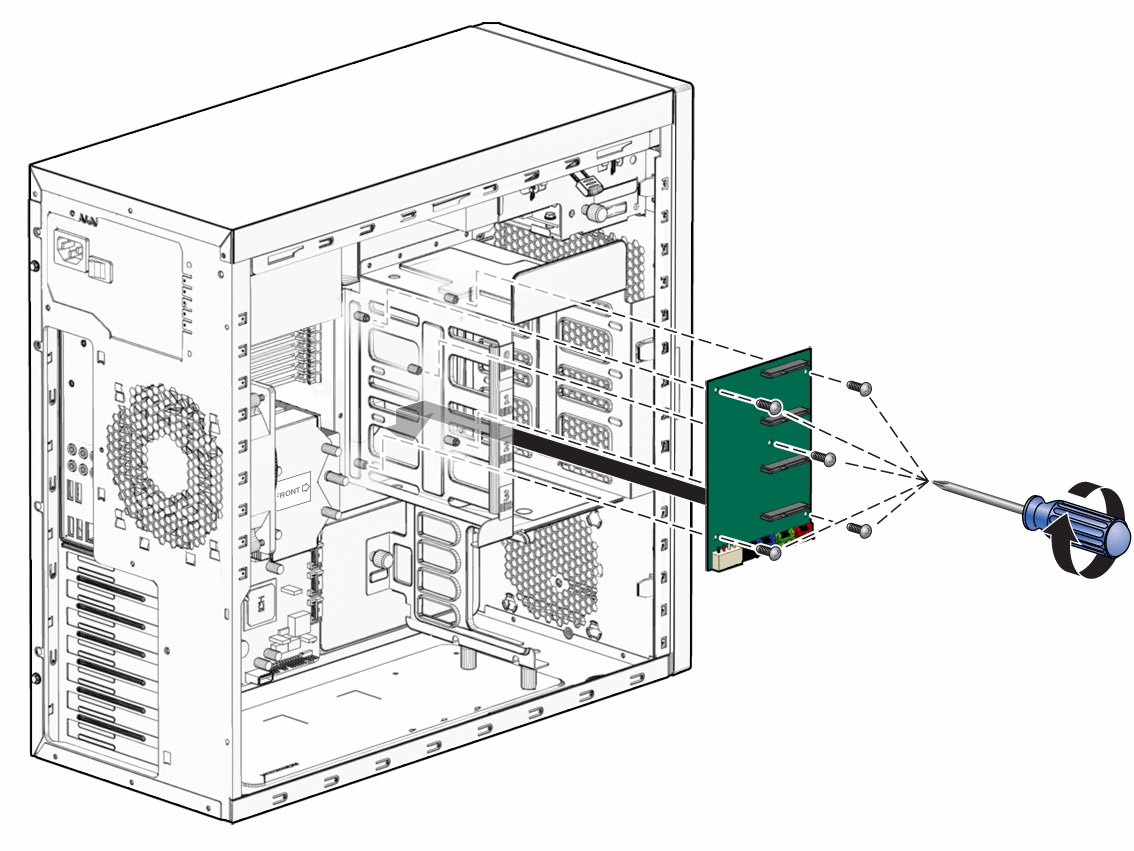 Figure showing installation of storage cables and backplane
into the system.