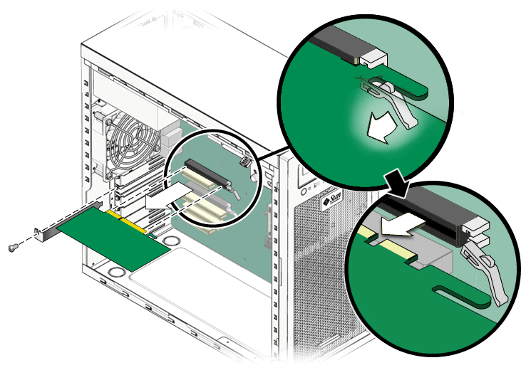 Figure showing removal of a graphics card.