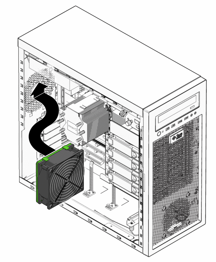 Figure showing installation of the system fan.