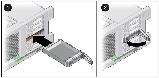 image:Figure showing how to insert a hard drive filler panel.