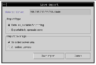 Screen capture showing the Report dialog box for confirming the server’s ID.
