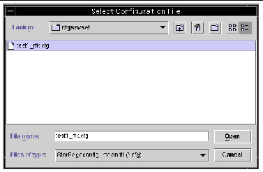 Screen capture showing the Select Configuration File window.