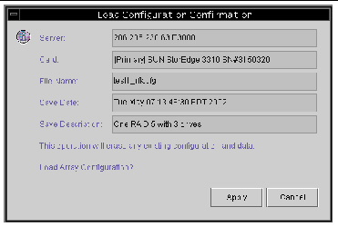 Screen capture showing the Load Configuration Confirmation window.