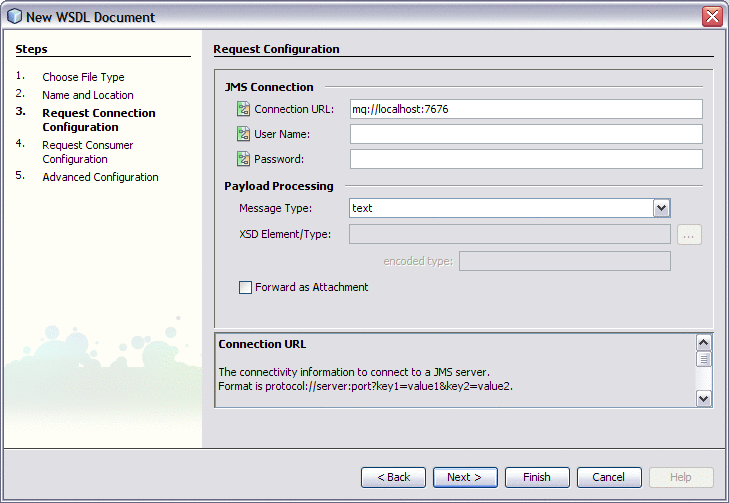 Screen capture of the Request Connection Configuration
step.