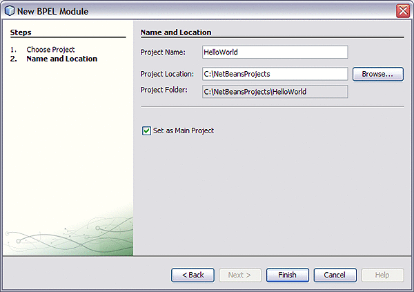 Image displays the New BPEL Module dialog box