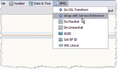 Image shows the Wrap with Service Reference BPEL
Mapper option