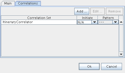 Image shows the Correlations tab of the Invoke
Properties Editor