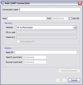 Figure shows the Add LDAP Connection dialog box.