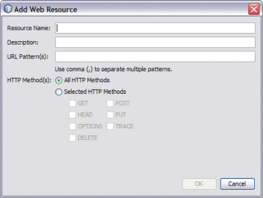 Figure shows the Add Web Resource dialog box.