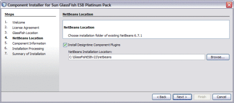 Figure shows the NetBeans Location window of
the Installer.