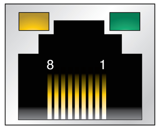 Illustration shows the network management connector pinout.