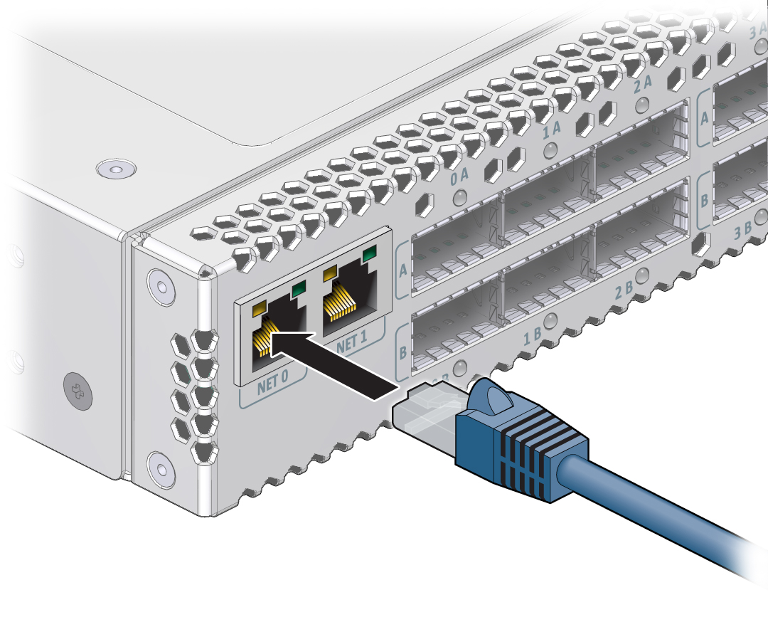 Illustration shows the network management cable being connected.