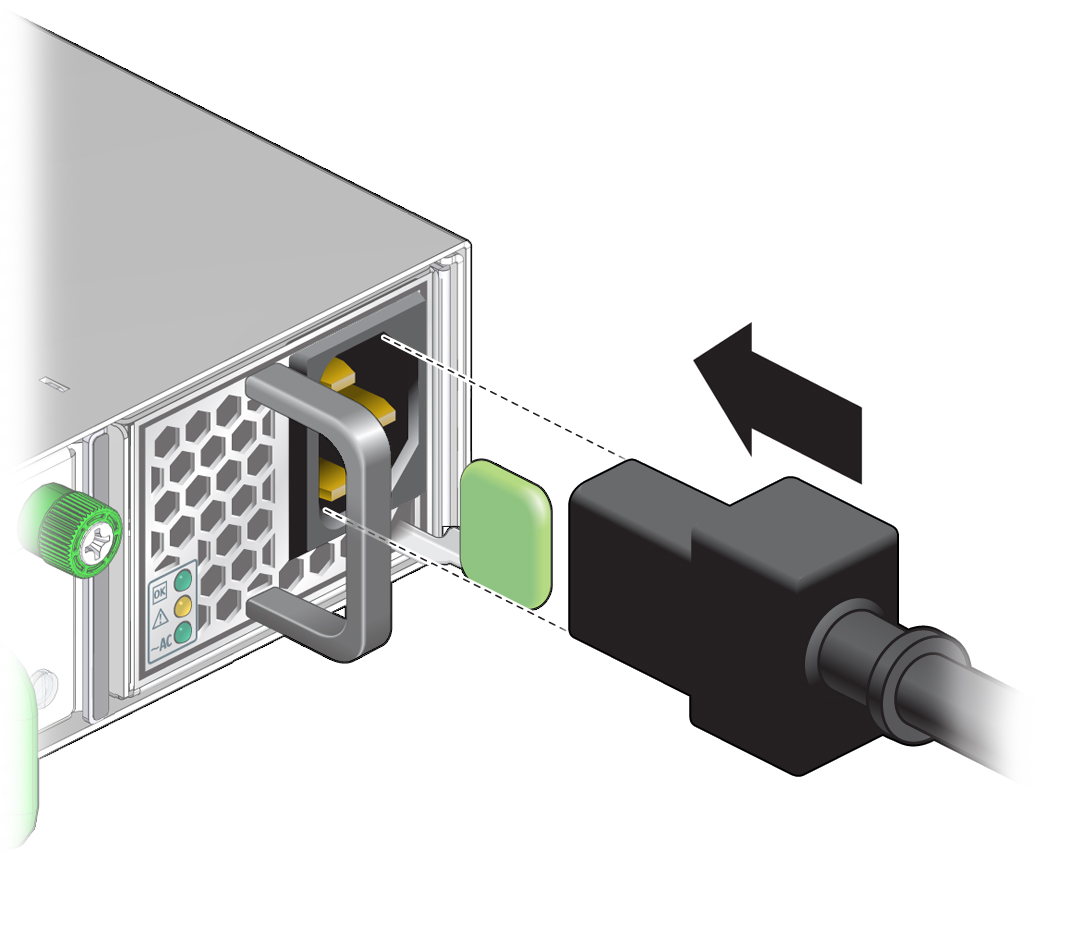Illustration shows the power cord being installed.