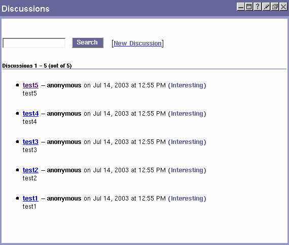 Screen shot of the sample Discussions channel on the Desktop.