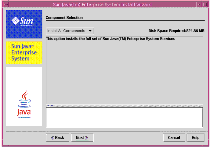 Example screen capture of the installer’s Component Selection page with Install All Components selected.