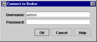 Connect to Broker dialog. Buttons from left to right: OK, Cancel, Help.
