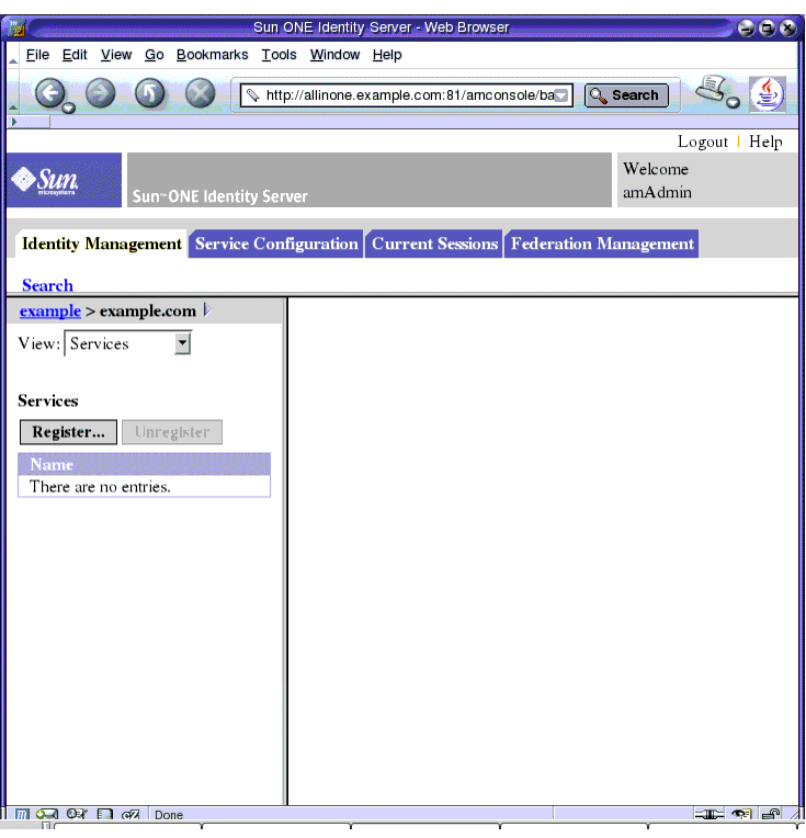 Screen capture; the left pane displays a new button, name Register.