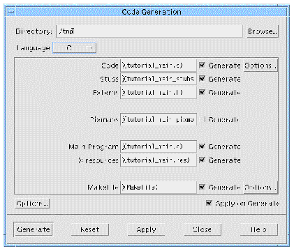 The Generate dialog with default values entered.