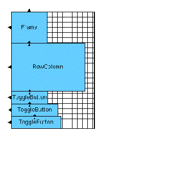 The layout editor view of the children of the Form shown with a 10 pixel grid. Each child widget is labelled with its class name.
