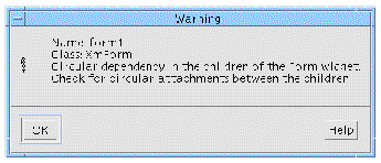 Screenshot of warning dialog indicating circular attachments.