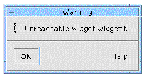 The warning dialog displayed when an unreachable widget has been detected. The warning reads: "Unreachable widget widget b1".