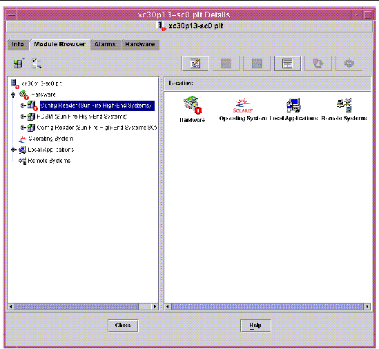 Screen capture of the Browser tab in the platform Details window, showing the Config Reader icon. 