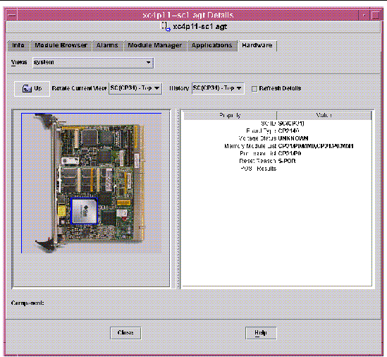 Screen capture of Physical View of the top of a CP 2140 system controller.