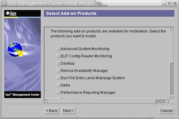 Add-on Products screen