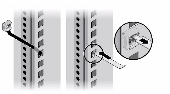 Figure shows how to install cage nuts into the rack for the rackmount kit X4022A.
