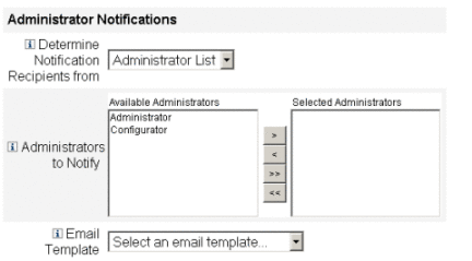 Figure showing the new Administrator List options