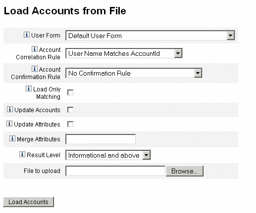 Figure showing the Load Accounts from File screen.