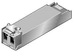 Figure shows a typical SFP connector used to connect cables to array chassis ports.