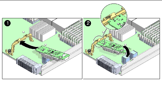 Figure showing module being installed on server blade.