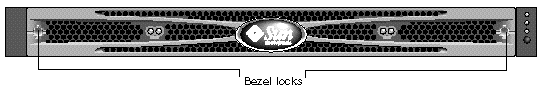 Figure displaying the front bezel and the bezel locks on the right and left sides of the bezel. 