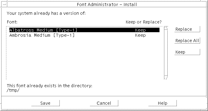 Image shows the dialog box that appears when fonts conflict.