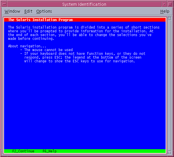 Esta captura de tela mostra a tela de boas-vindas do texto. Esta tela lista as informações que o programa de instalação precisa para configurar o sistema.