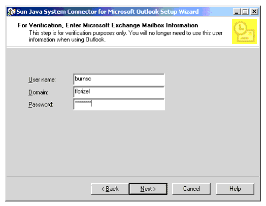 Setup Wizard: Enter Microsoft Exchange Mailbox Information