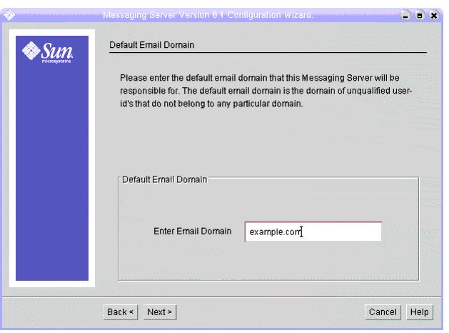 Screen capture; Enter Email Domain text field displays evaluation_domain, as described in text.