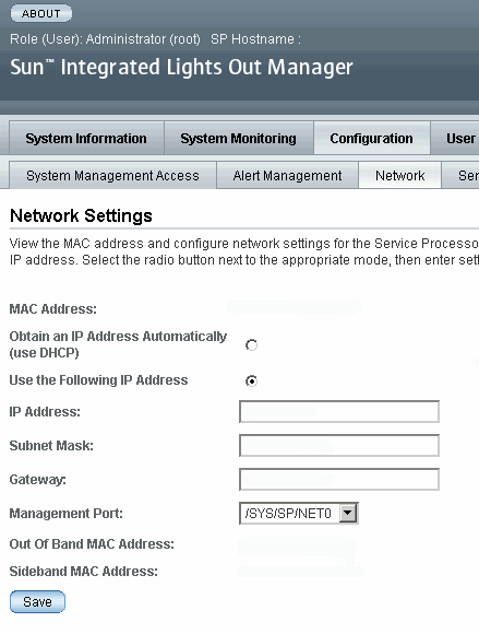Screenshot of the Network Settings page.