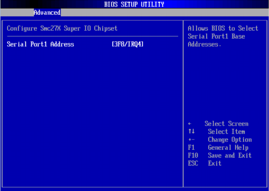 image:A screen captures showing the Advanced/SupreIO BIOS screen.