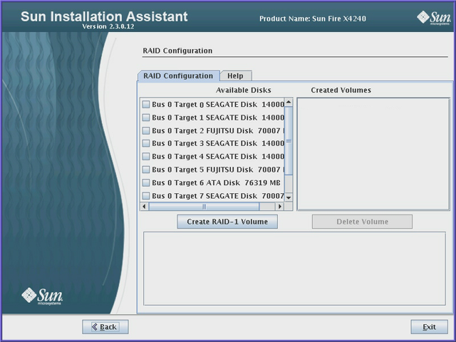 image:Graphic showing initial RAID Configuration page.